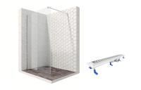 Душевая перегородка Ambassador Walk-in 15031103-ST18, свободный вход, линейный трап, 110см