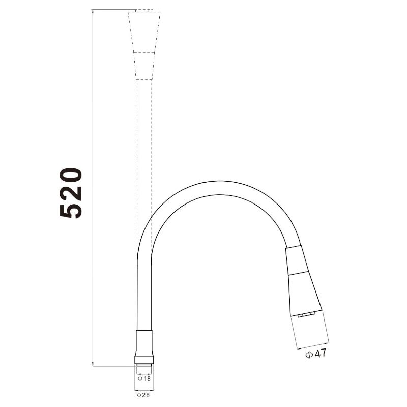 Гибкий излив для кухонного смесителя Savol S-MCG-Q, серый
