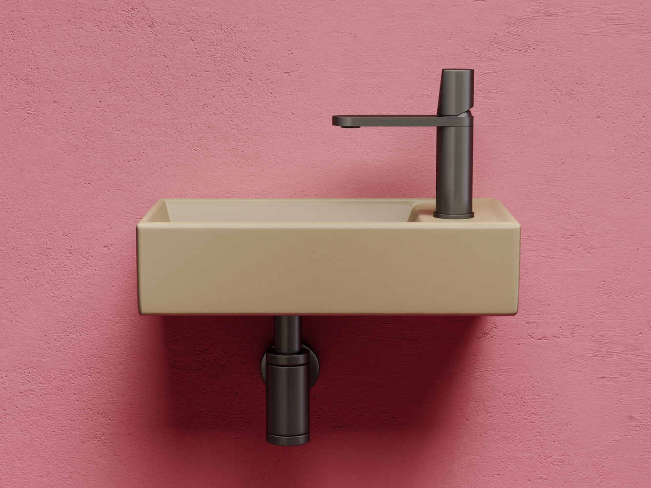 Умывальник подвесной прямоугольный (чаша слева, отверстие под смеситель справа) цвет капучино матовый Элемент (Element) 407x217x100, артикул CN6051LMC