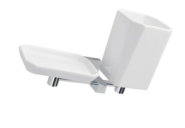 Stil Haus Diva, настенные керамические мыльница + стакан, цвет хром - белая керамика