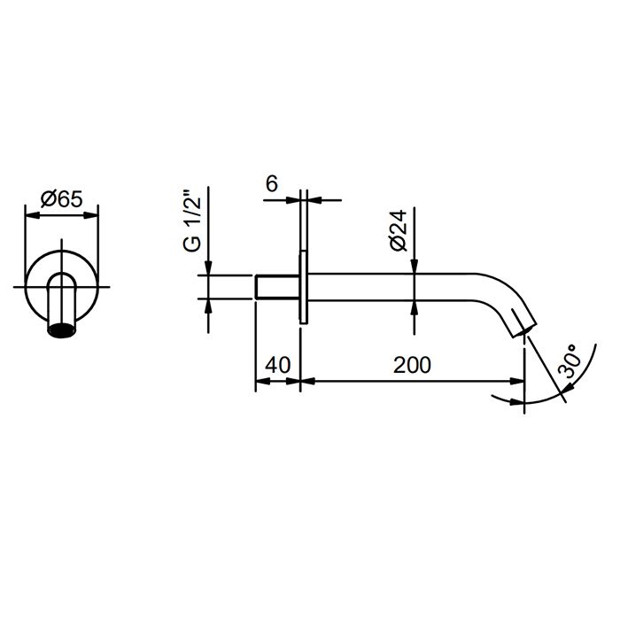 FANTINI NOSTROMO Излив смесителя для раковины 200 мм., настенный, цвет черный матовый
