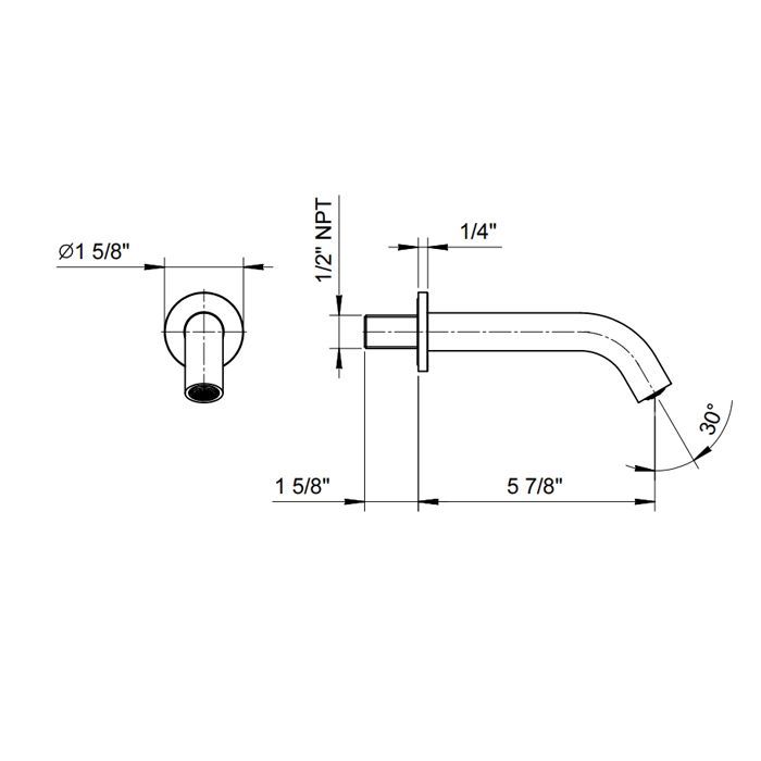 Fantini Nostromo Излив для ванны, настенный, цвет Matt British Gold PVD