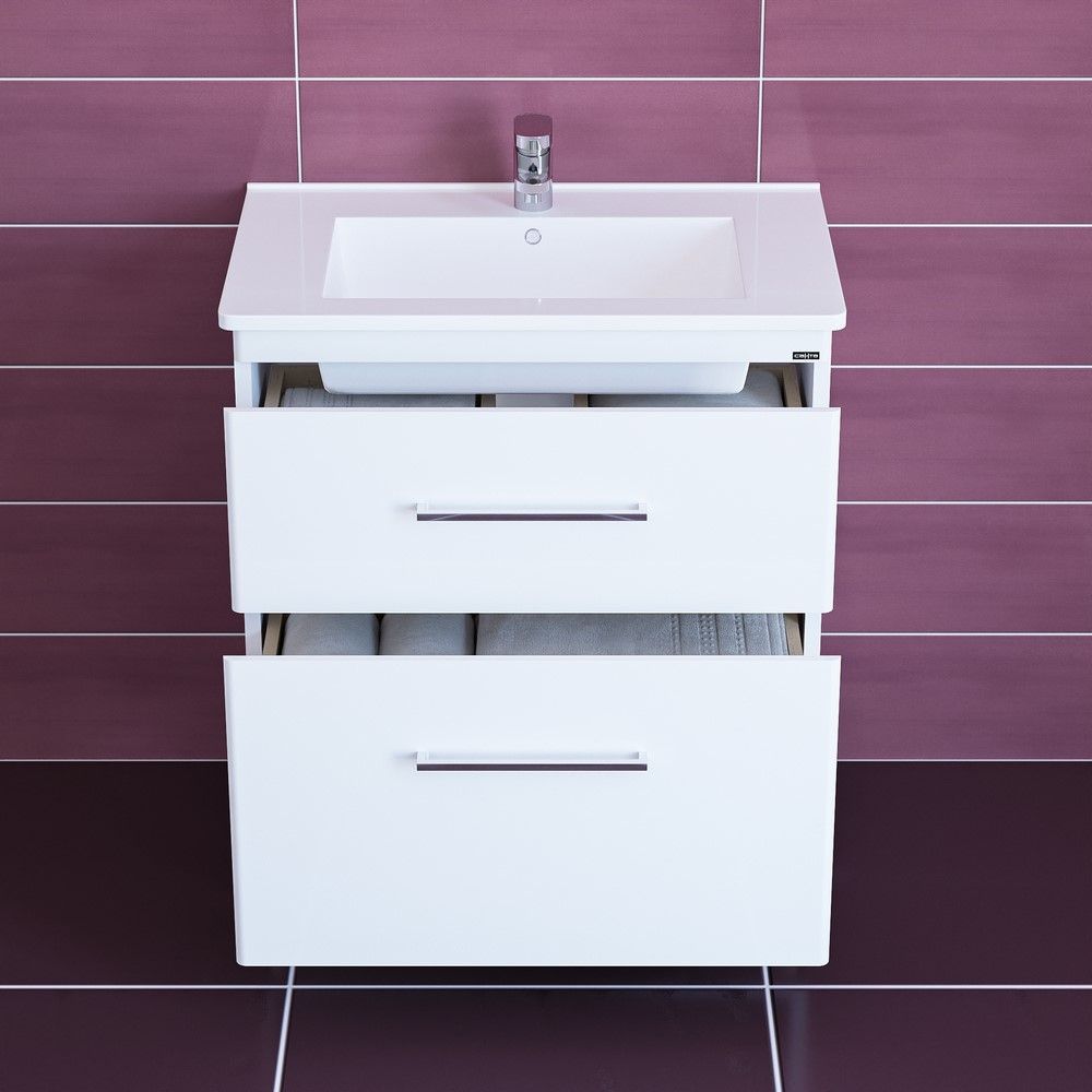 Тумба для умывальника СаНта Вегас 75, 226030, 2 ящика, напольная  (ум. Оскар 75)