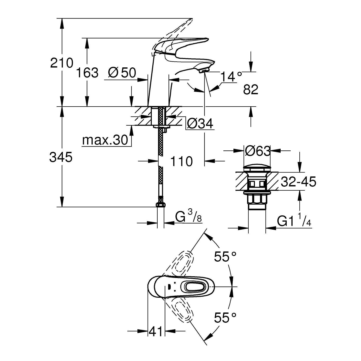 Смеситель для раковины GROHE Eurosmart Cosmopolitan с нажимным сливным гарнитуром, S-Size, хром (23929003) Смеситель для раковины GROHE Eurosmart Cosmopolitan с нажимным сливным гарнитуром, S-Size, хром (23929003)