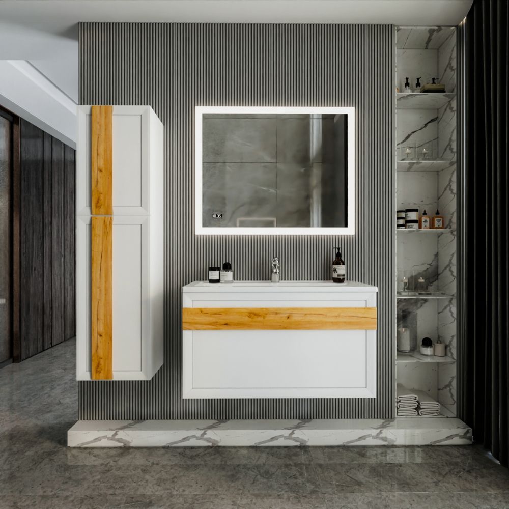 Тумба под раковину подвесная Бриклаер БЕРЛИН белый , 100 см, артикул 4627125416095