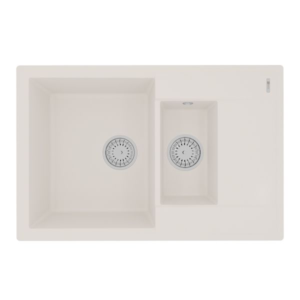 Кухонная мойка Lemark RAMZA 760 врезная прямоугольная с доп.чашей и крылом из кварцгранита цвет: Жасмин  (9910040)