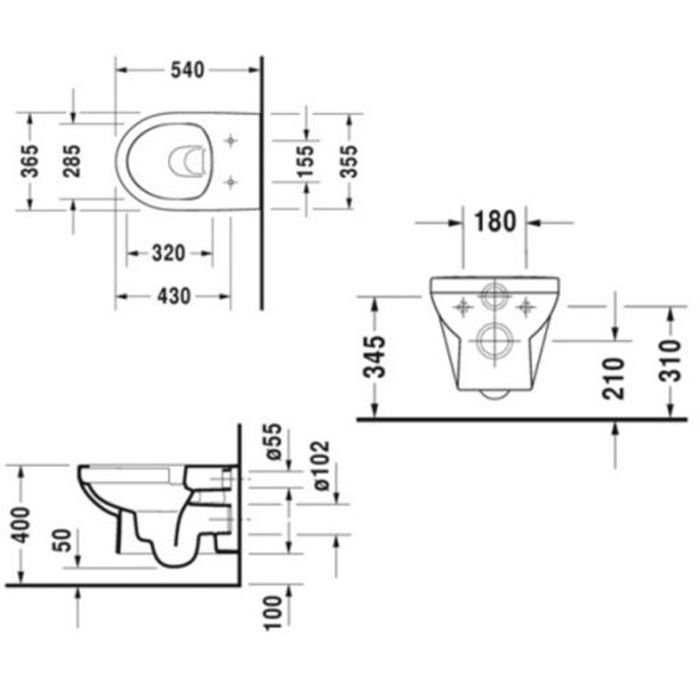 Duravit DuraStyle Комплект: подвесной унитаз Basic Rimless  256209 365х540 мм.+ сиденье с автоматич закрыванием 002079 &quot;СПЕЦЦЕНА с нашего склада!&quot;