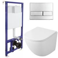 Комплект унитаза Owl 1975 Vind OWLT190302 с инсталляцией Berges Wasserhaus Novum L3 040213 с сиденьем Микролифт и клавишей смыва Хром