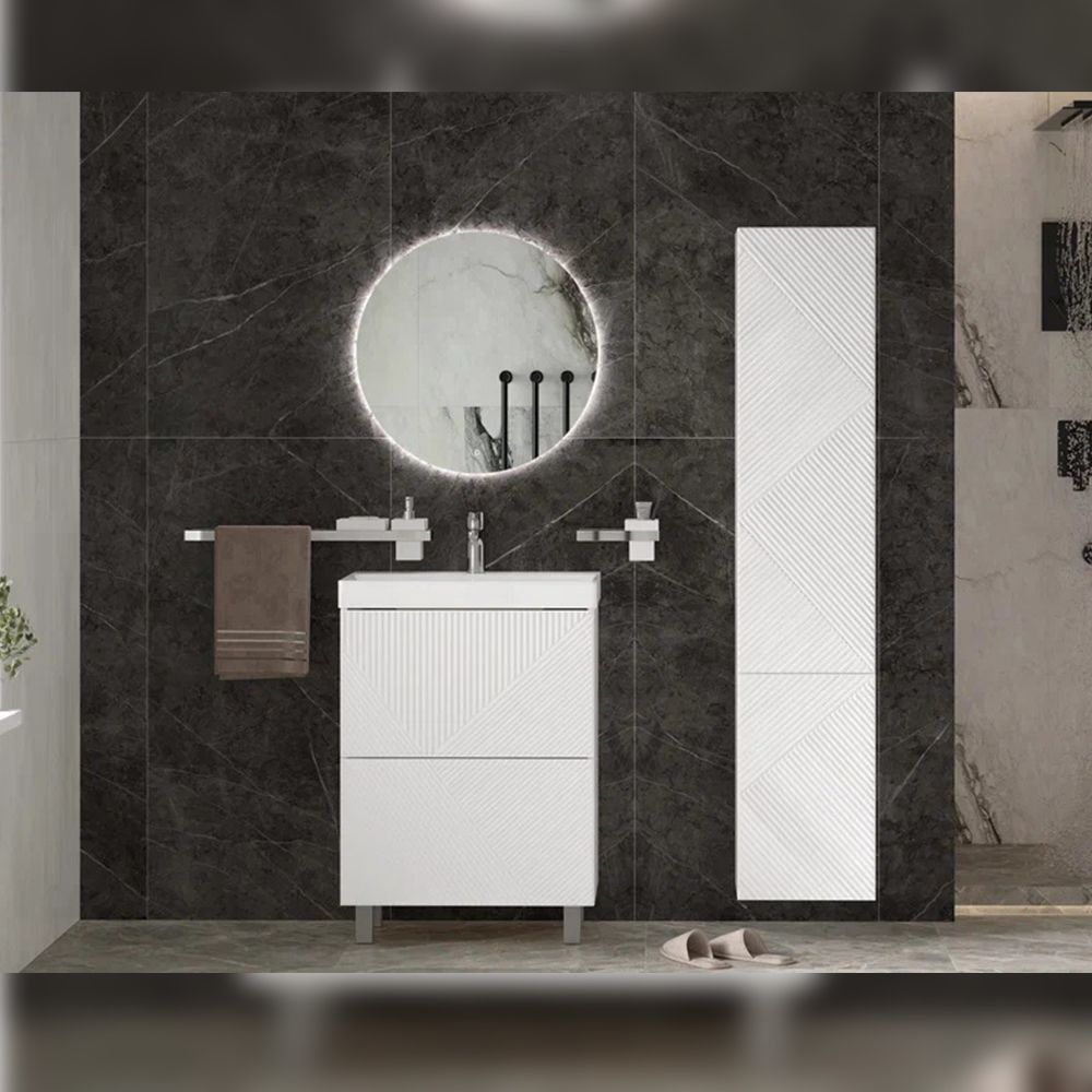 Тумба под раковину напольная Velvex Edge tn.EDG.9696.60.2Y белый глянец, 60 см, артикул tn.EDG.9696.60.2Y белый глянец