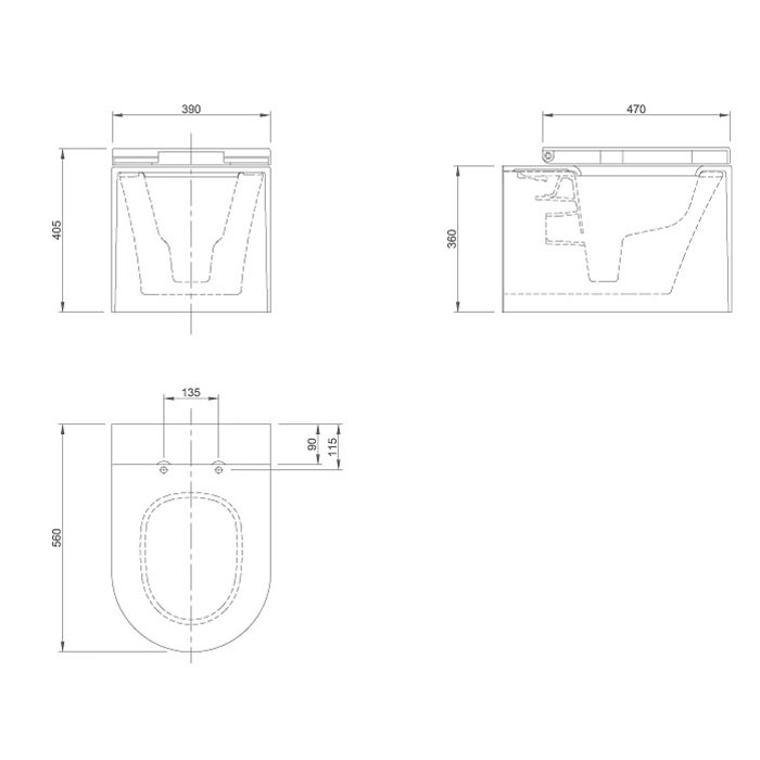 KNIEF Prime Унитаз подвесной безободковый 52 x 39 x 33 cm, с крышкой микролифт, цвет белый матовый (упаковка: 2 коробки)