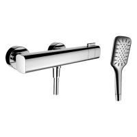 Смеситель для душа, Laufen, Cityplus, тип открывания воды-вентильный, тип регулирования воды-термостатический картридж, монтаж-настенный, отверстия для монтажа-2, с ручным душем MyCity100 и шлангом, цвет-хром