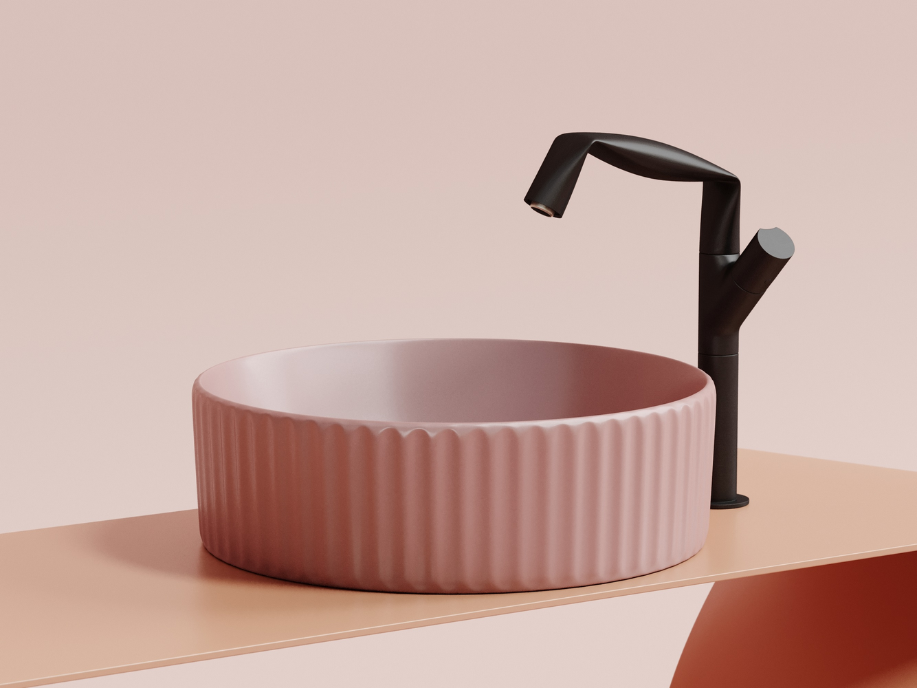 Умывальник чаша накладная круглая (цвет Розовый Матовый) Элемент (Element) 360x360x115мм, артикул CN6057MP