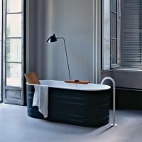 Agape Vieques Ванна из стали отдельностоящая 171x72.6x63.5 см, со спинкой цвета дерево, цвет: темно-серый (без выпуска/сифона MET0433WUZ)