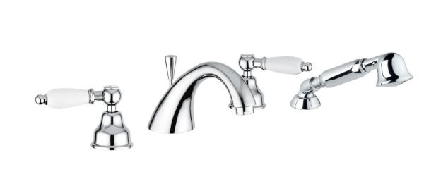 Emmevi Deco Ceramic, смеситель с ручным душем на борт ванны, цвет хром