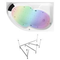 Гидро-аэромассажный комплект с хромотерапией 6 в 1 Lavinia Boho Grance Hill 36168HAC, акриловая ванна 170x105 см (правый разворот), каркас с монтажным набором, подголовник, хромотерапия, аэромассаж, гидромассаж