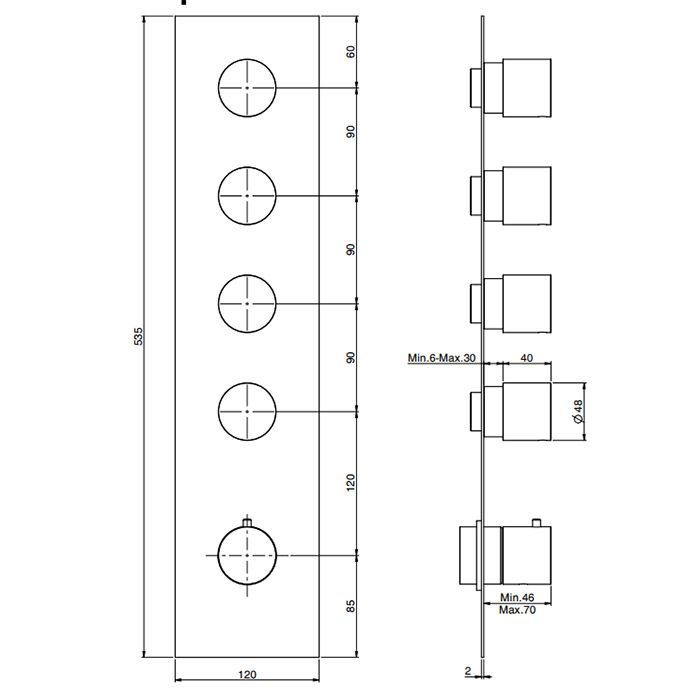 Внутренняя часть, Fima Carlo Frattini, Fimathermbox, назначение-смеситель для душа термостатический