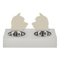 ADJ Подставка с мисками Dog, хром, 40x22xH7.5 см., цвет: белый/панна котта