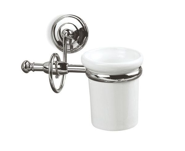 Stil Haus Idra, настенный керамический стакан, цвет хром - белая керамика