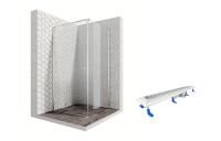 Душевой уголок Ambassador Diamond 12011103L-ST5, квадратный, линейный трап, 100х100