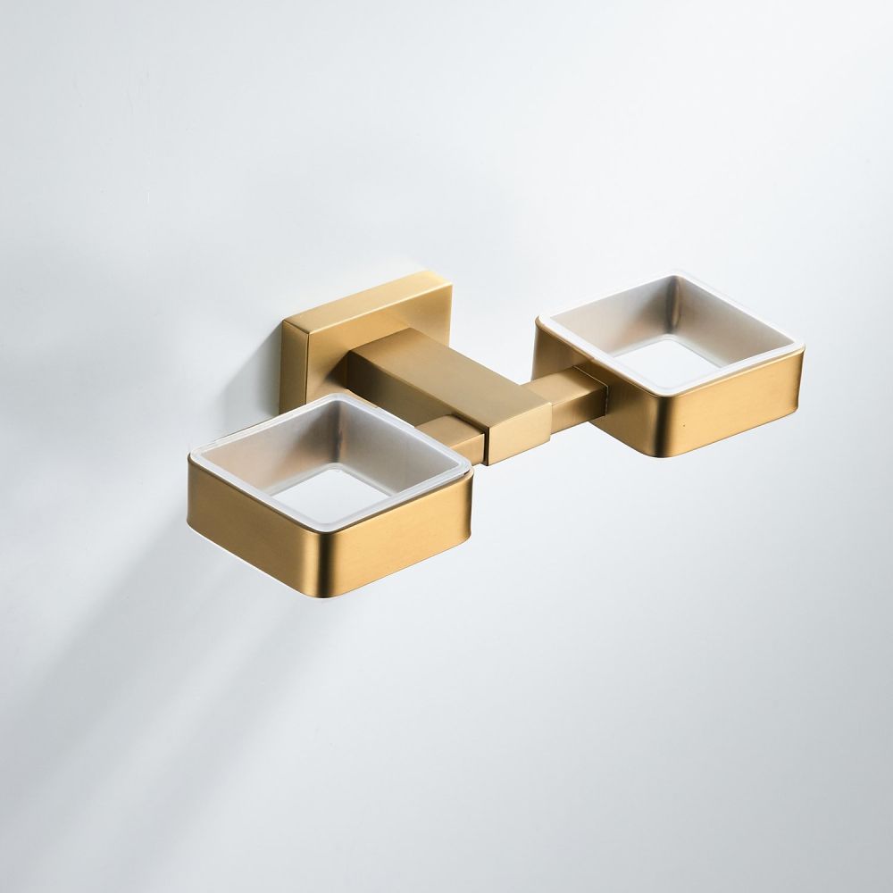 Стакан для ванной комнаты двойной Shevanik SG5622G, золотой сатин