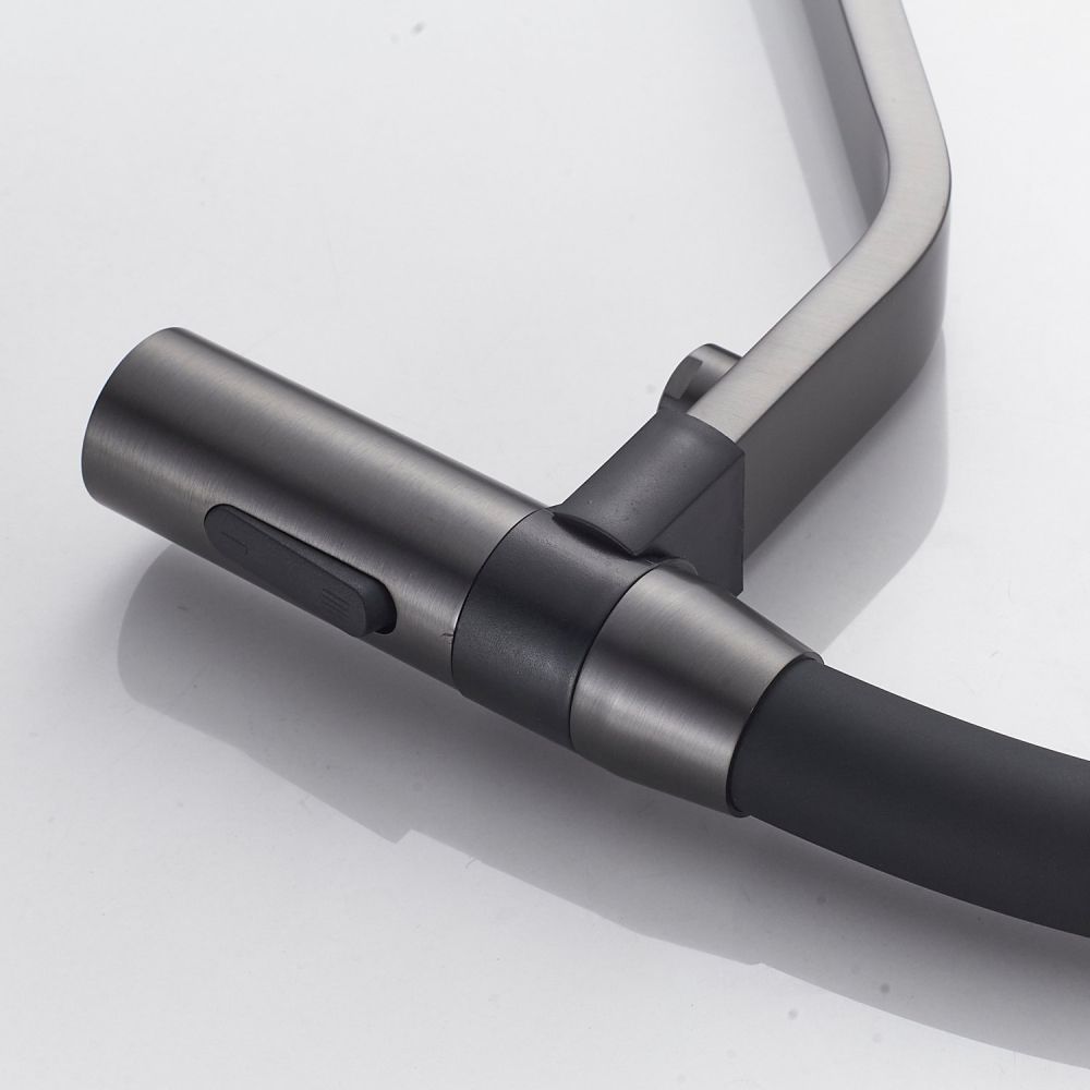 Смеситель для кухни с гибким изливом и подключением фильтра Shevanik S278T, оружейная сталь