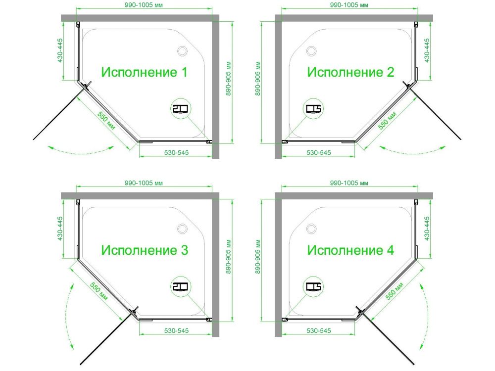Душевой уголок Royal Bath RB 1090TR-T-BL  90х100х200 (прозрачное), артикул RB1090TR-T-BL