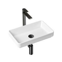 Комплект 4 в 1 Lavinia Boho Bathroom Sink Slim 21510010, накладная фарфоровая раковина 55 см, смеситель, латунный сифон, донный клапан quick-clac