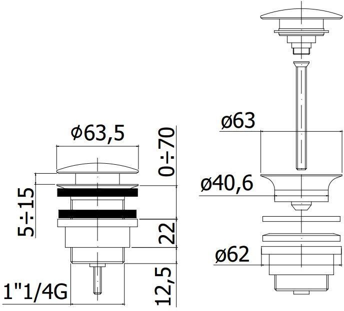 Донный клапан Paffoni ZSCA050CR Донный клапан Paffoni ZSCA050CR