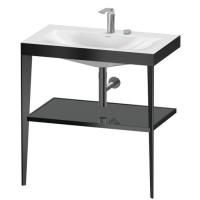 Duravit XViu Консоль напольная, 850x800x480мм с полкой, с раковиной без перелива, 2 отв., цвет: black matt/flannel grey high gloss lacquer Duravit XViu Консоль напольная, 850x800x480мм с полкой, с раковиной без перелива, 2 отв., цвет: black matt/flannel grey high gloss lacquer