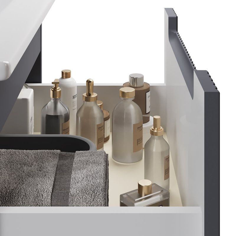 Тумба с раковиной подвесная Dreja Euphoria 100 см, серый базальт, артикул 99.2023-com