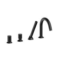 Смеситель для ванны и душа, Fantini, Nostromo, тип открывания воды-двухвентильный, тип установки-на борт ванны, отверстия для монтажа-4, вынос излива, мм-193, цвет-черный матовый