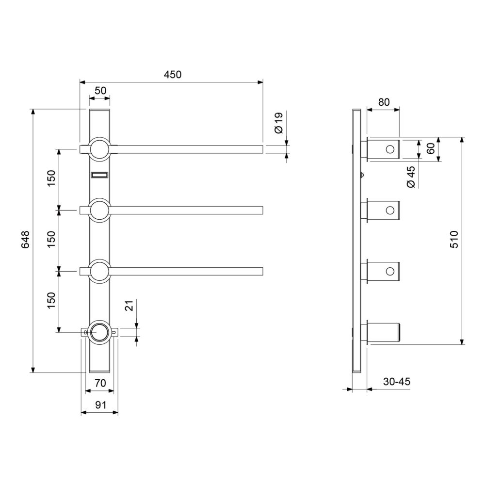 Полотенцесушитель электрический, встроенный Timo Saona розовое золото (030/19SM), артикул 030/19SM