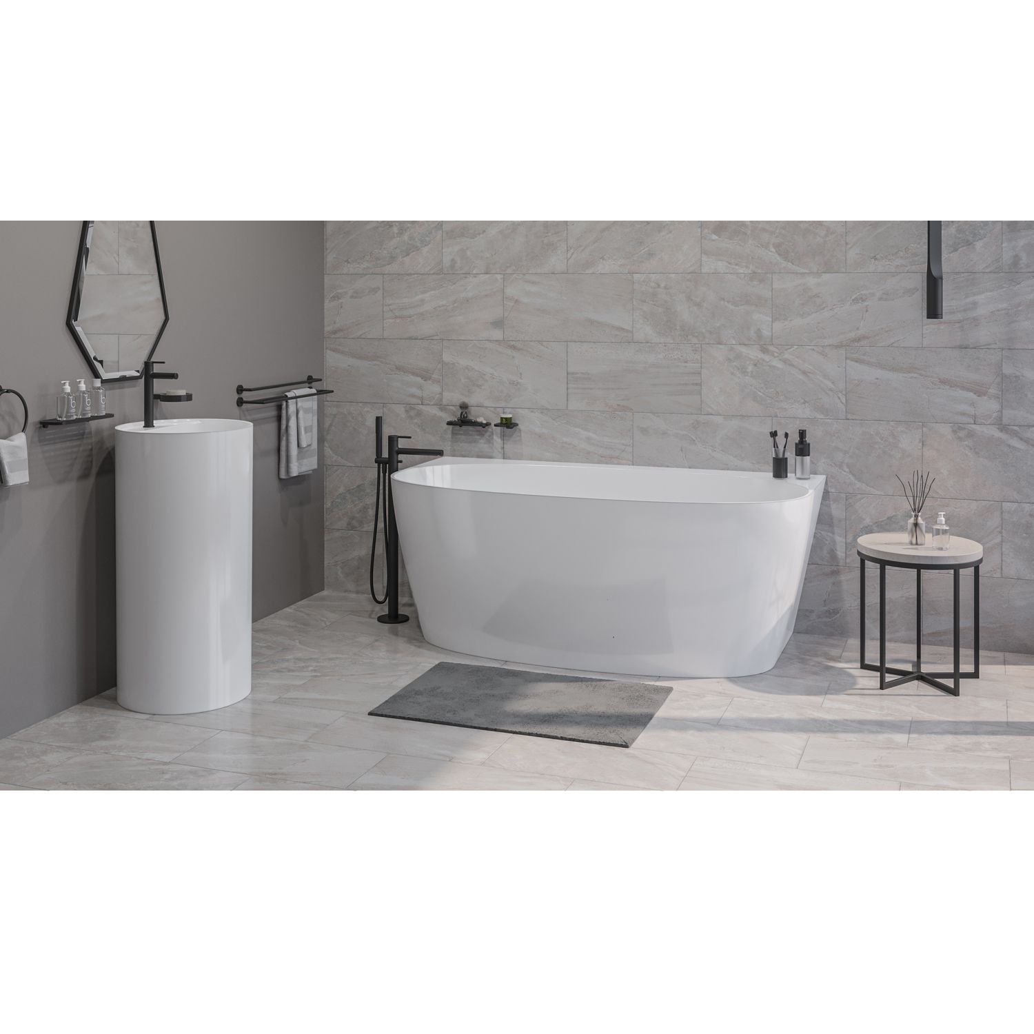 Ванна WHITECROSS Pearl A 155x80 (белый глянец) иск. камень