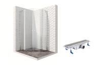 Душевой уголок Ambassador Nord 13011102-ST2, полукруглый, линейный трап, 100х100