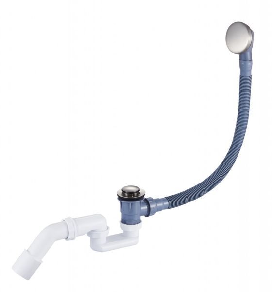 Слив-перелив для акриловой ванны 680 мм, с гибкой трубой, с гидрозатвором, с донным клапаном "Клик-клак" CZR-STP3-IN, сатин