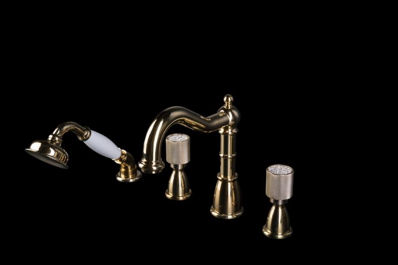 Смеситель на борт ванны Boheme Royal Cristal 395-RoyalCRST Золото, артикул 395-RoyalCRST