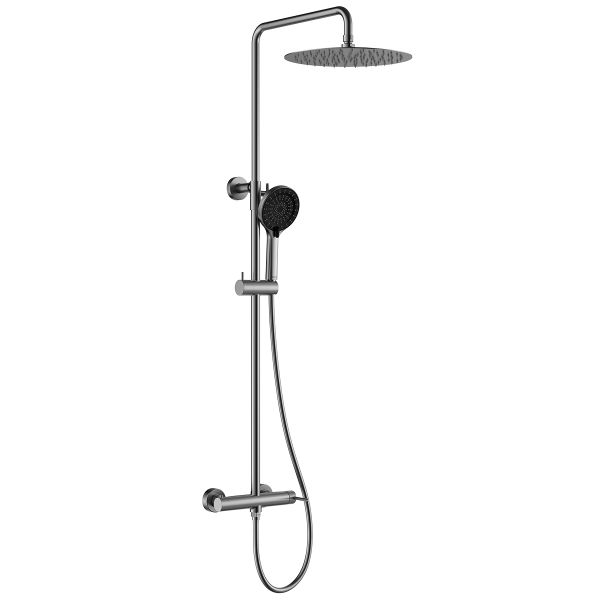 Смеситель Lemark Beluga для душа с регулируемой высотой штанги и лейкой верхнего душа «Тропический дождь» (LMF-8025B-GM)