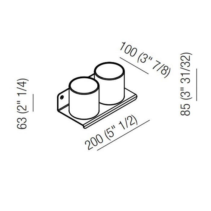 Agape Mach 2 Стакан подвесной двойной 20x10 см, цвет: черный Agape Mach 2 Стакан подвесной двойной 20x10 см, цвет: черный
