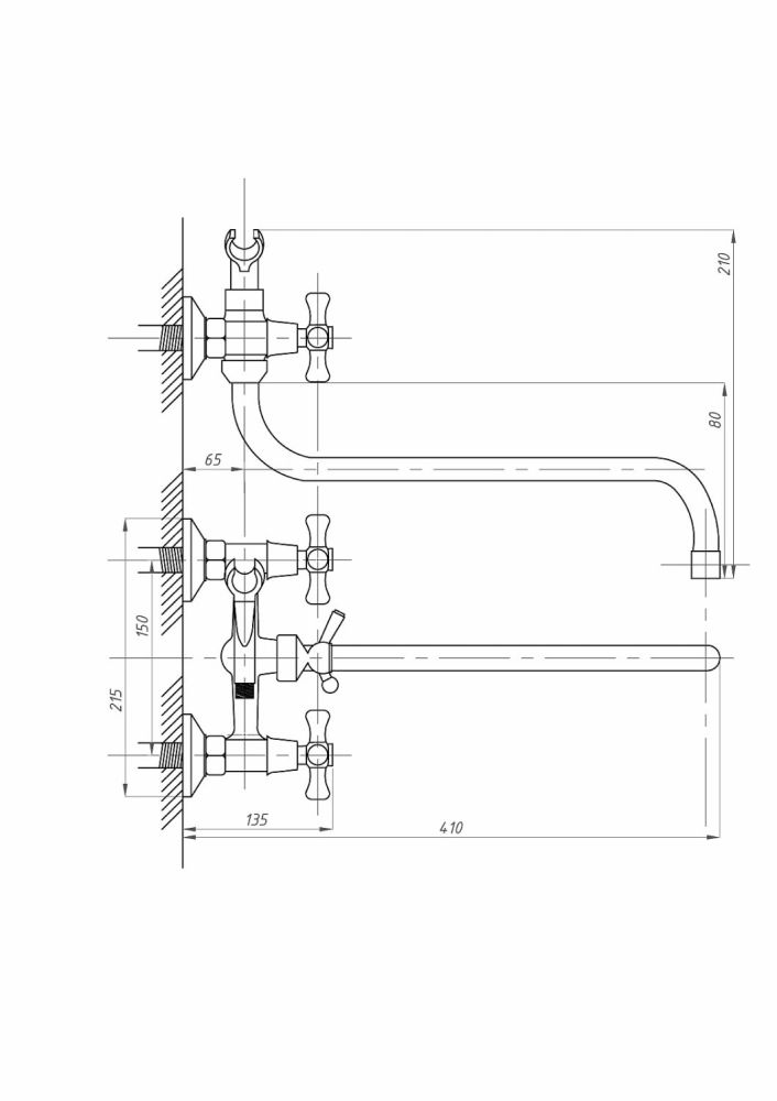 Смеситель для ванны с душем FAUZT FZs-428-07 тип См-ВУДРНШлА, артикул FZs-428-07