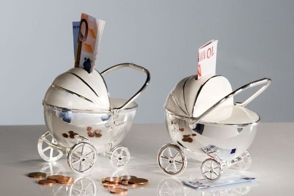 Casablanca, металлическая копилка с замком "Детская коляска", цвет кремово-серебристый