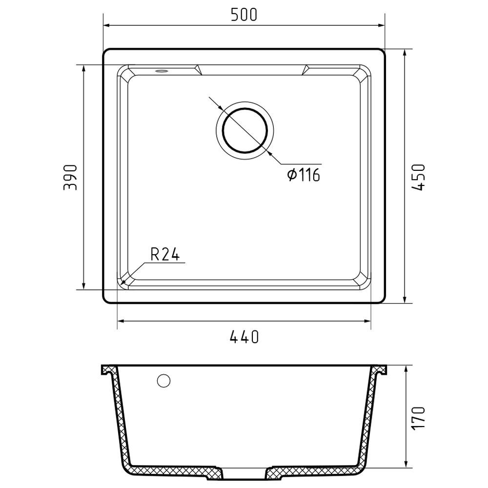 Кухонная мойка GranFest URBAN 4550, серый, артикул 4550 серый