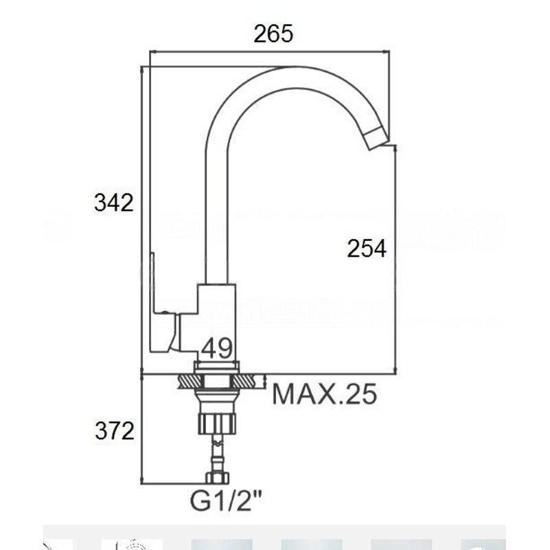 Смеситель для кухни D-Lin D155452-6, хром