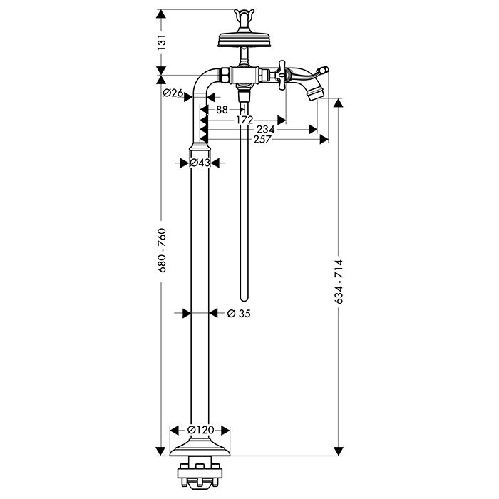 AX Montreux Смеситель для ванны , цвет сталь AX Montreux Смеситель для ванны , цвет сталь