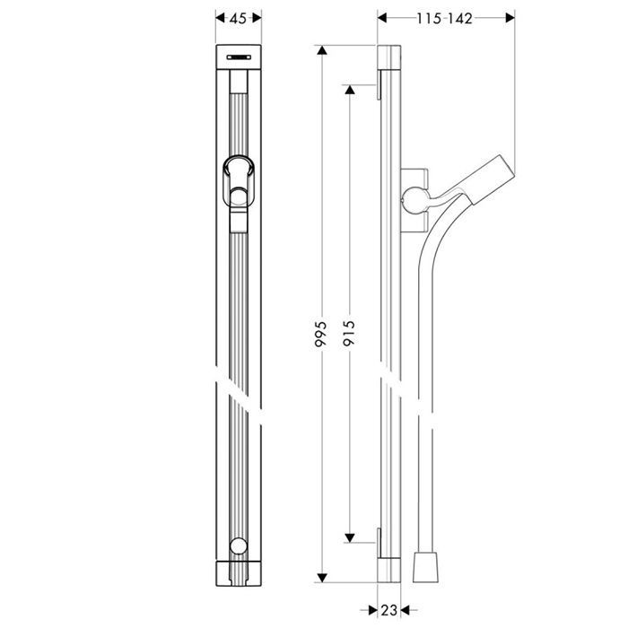 HG Unica Штанга для душа E, 90см со шлангом, цвет: хром HG Unica Штанга для душа E, 90см со шлангом, цвет: хром