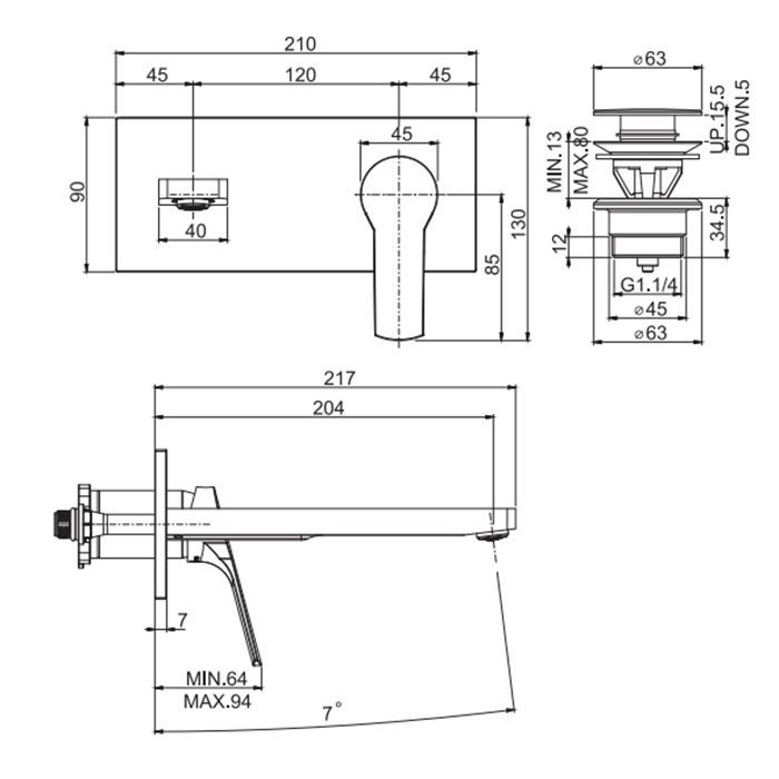 Fima Carlo Frattini Serie 4 Cмеситель для раковины, встраиваемый, излив: 20.4см., с донным клапаном, цвет: хром, артикул F3760WLX5CR