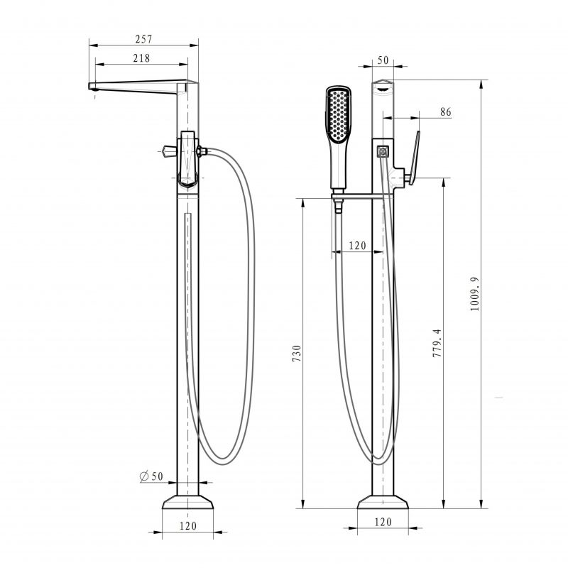 Смеситель напольный VENTURO белый-золото