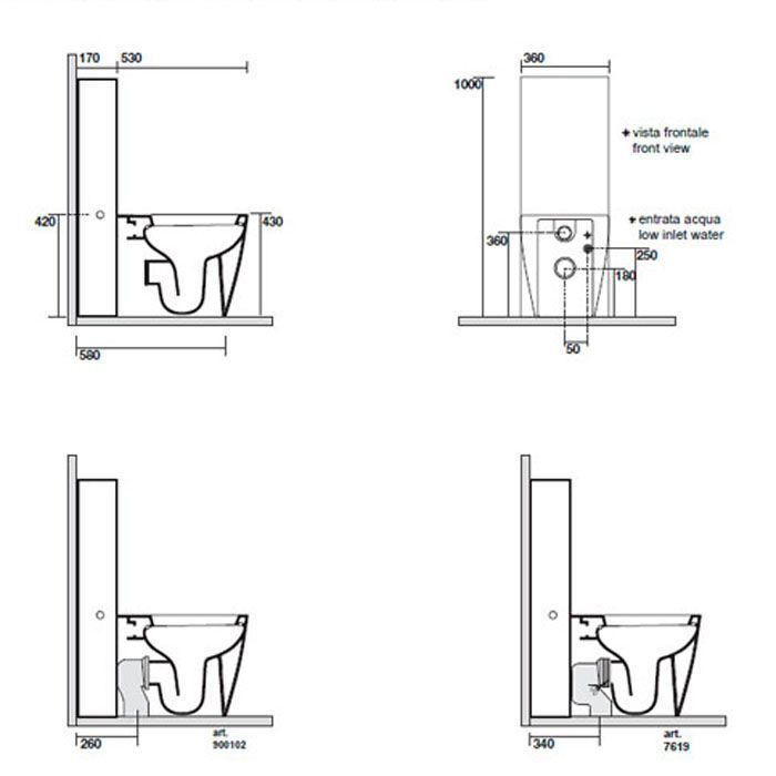 KERASAN бачок напольный UNICA, белый, с механизмом слива GEBERITхром
