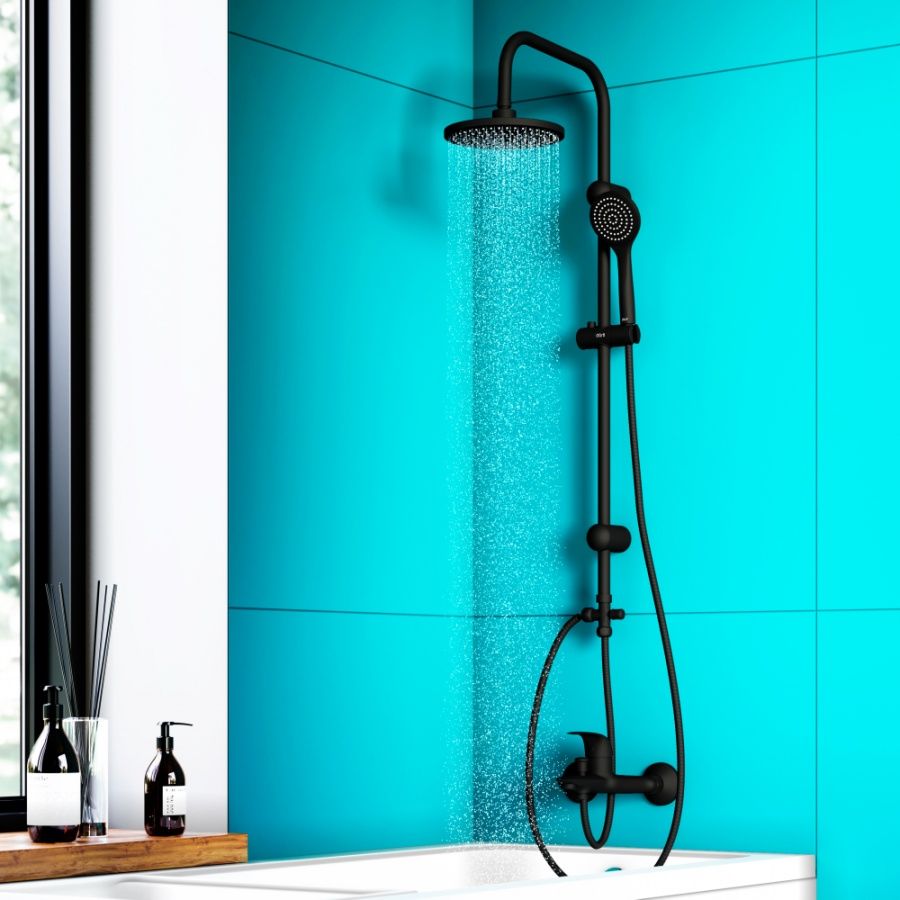 D0708000BL Comfort душевая система с тропическим душем, ручной душ 1F,  цвет черный D0708000BL Comfort душевая система с тропическим душем, ручной душ 1F,  цвет черный
