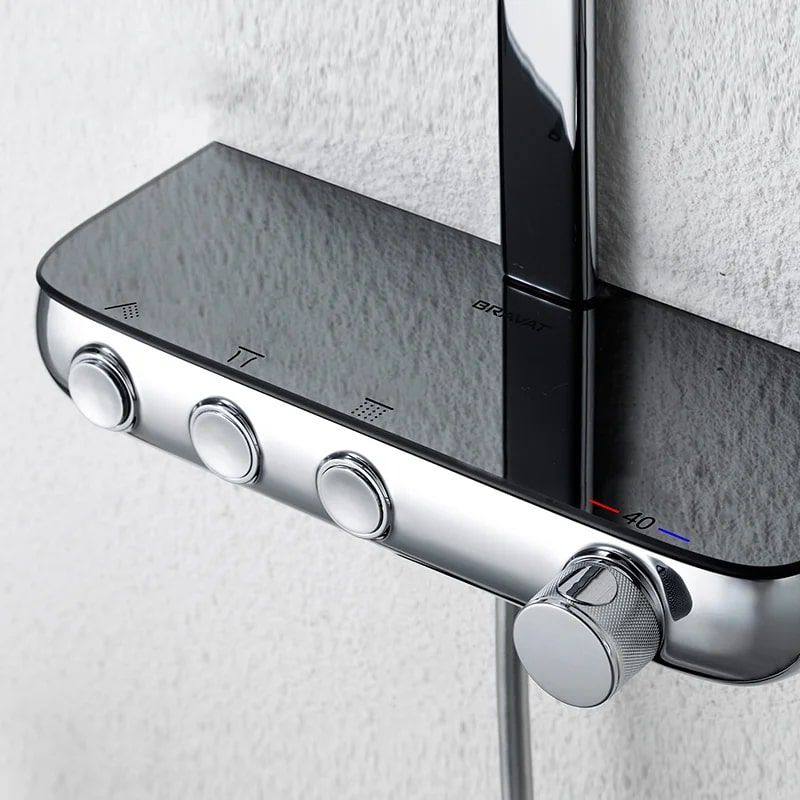 Душевая система с термостатом Bravat Cobble F6389423CP-A1-ENG, хром