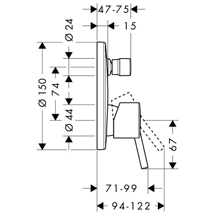 HG Talis S Смеситель для ванны, встраиваемый, переключатель вакумный, внешняя часть, с защитой EN1717, цвет: хром HG Talis S Смеситель для ванны, встраиваемый, переключатель вакумный, внешняя часть, с защитой EN1717, цвет: хром
